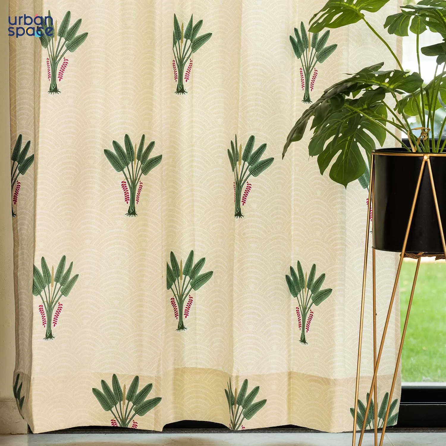 100% Cotton Curtains for Living Room, Bedroom curtains - Pack of 2 curtains, Palm Lagoon Green