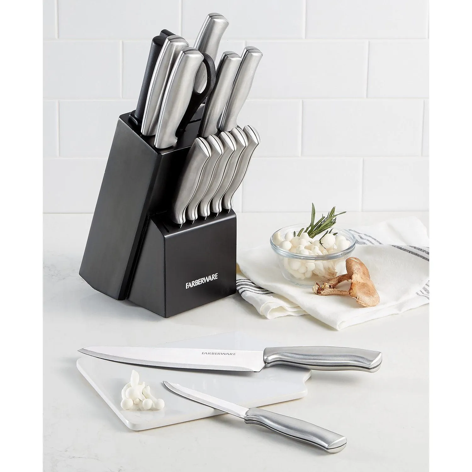 15-Piece Set: FarberWare Kitchen Knife & Shears Cutlery Set