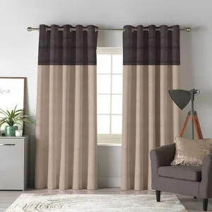 2 Shaded Jacquard PQ Curtains - Pair (Cream & Black) 20019