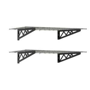 24" x 48" Wall Shelves (Two Pack with Hooks)