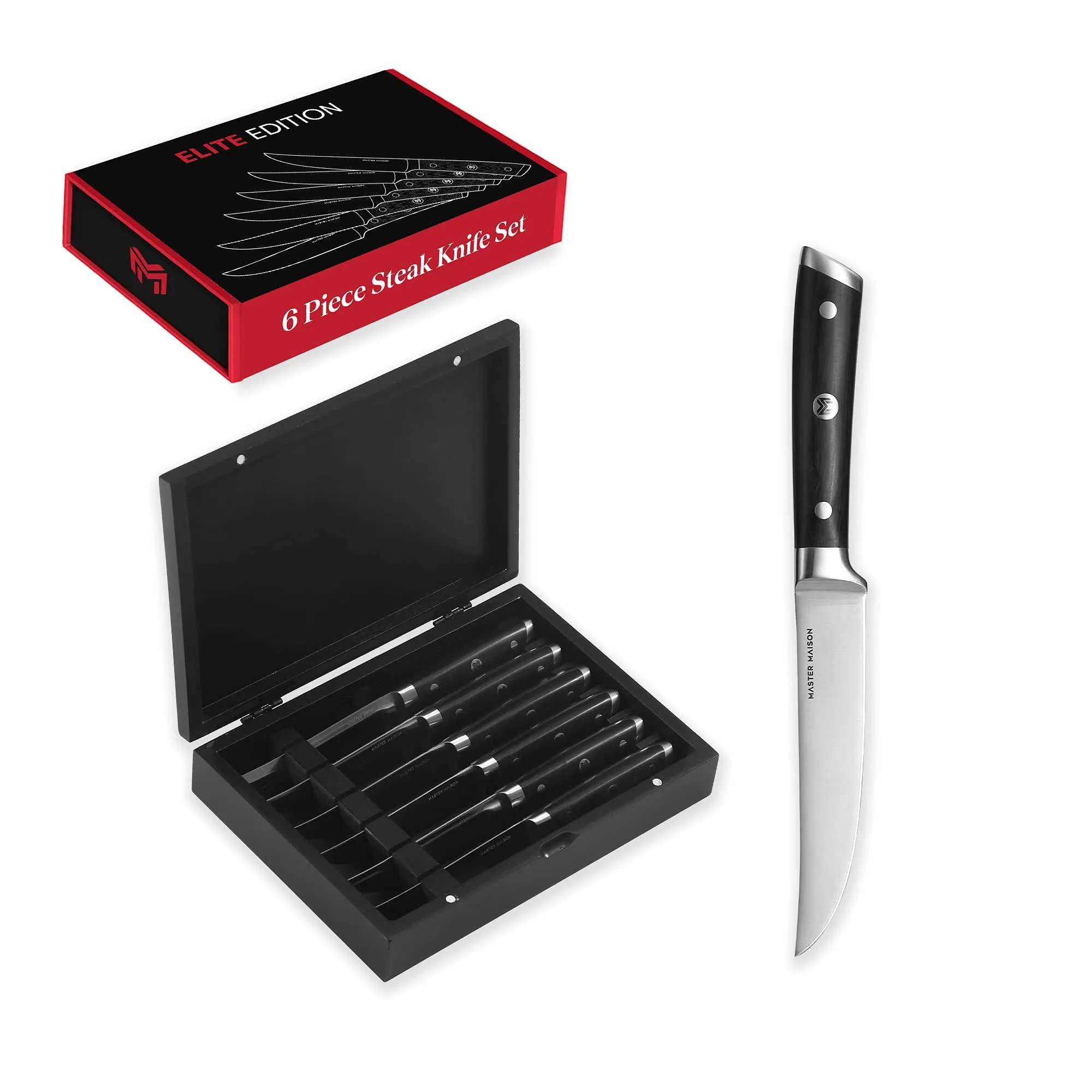 6-Piece 5" Ultra Steak Knife Set  6 German Non-Serrated Stainless