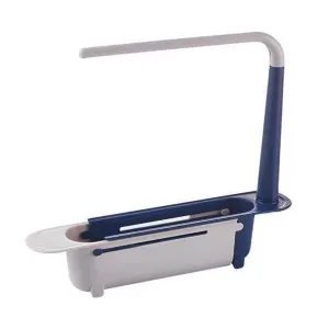 Adjustable Telescopic Sink Storage Rack, Blue - Cookingstuff