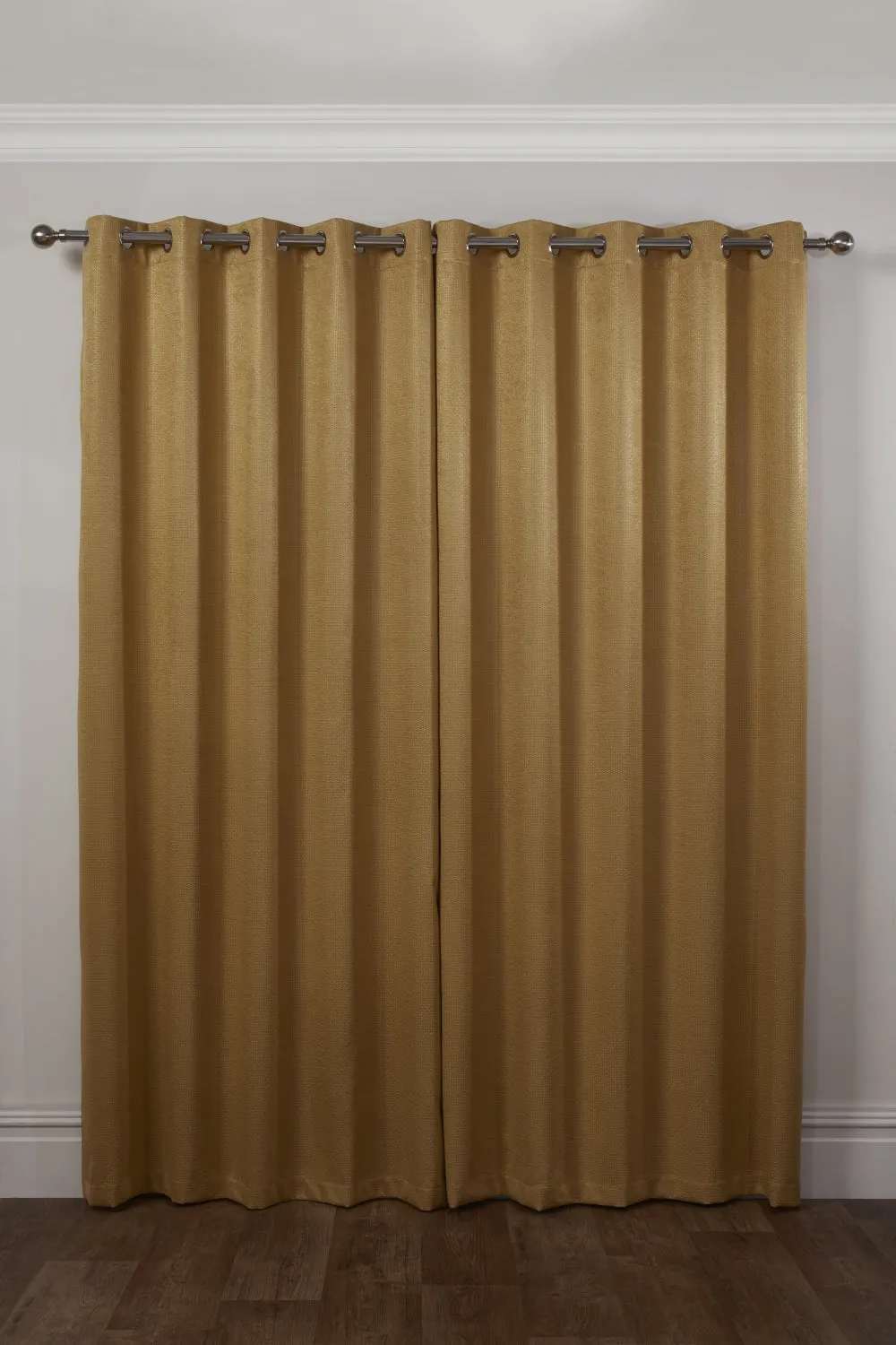 Ambiance Thermal Blackout Eyelet Curtains 3D Embossed Curtains With Reflective Reverse Weave in Ochre