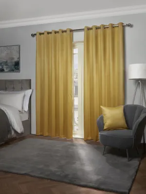 Ambiance Thermal Blackout Eyelet Curtains 3D Embossed Curtains With Reflective Reverse Weave in Ochre