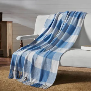 Annie Buffalo Check Blue Woven Throw 50x60