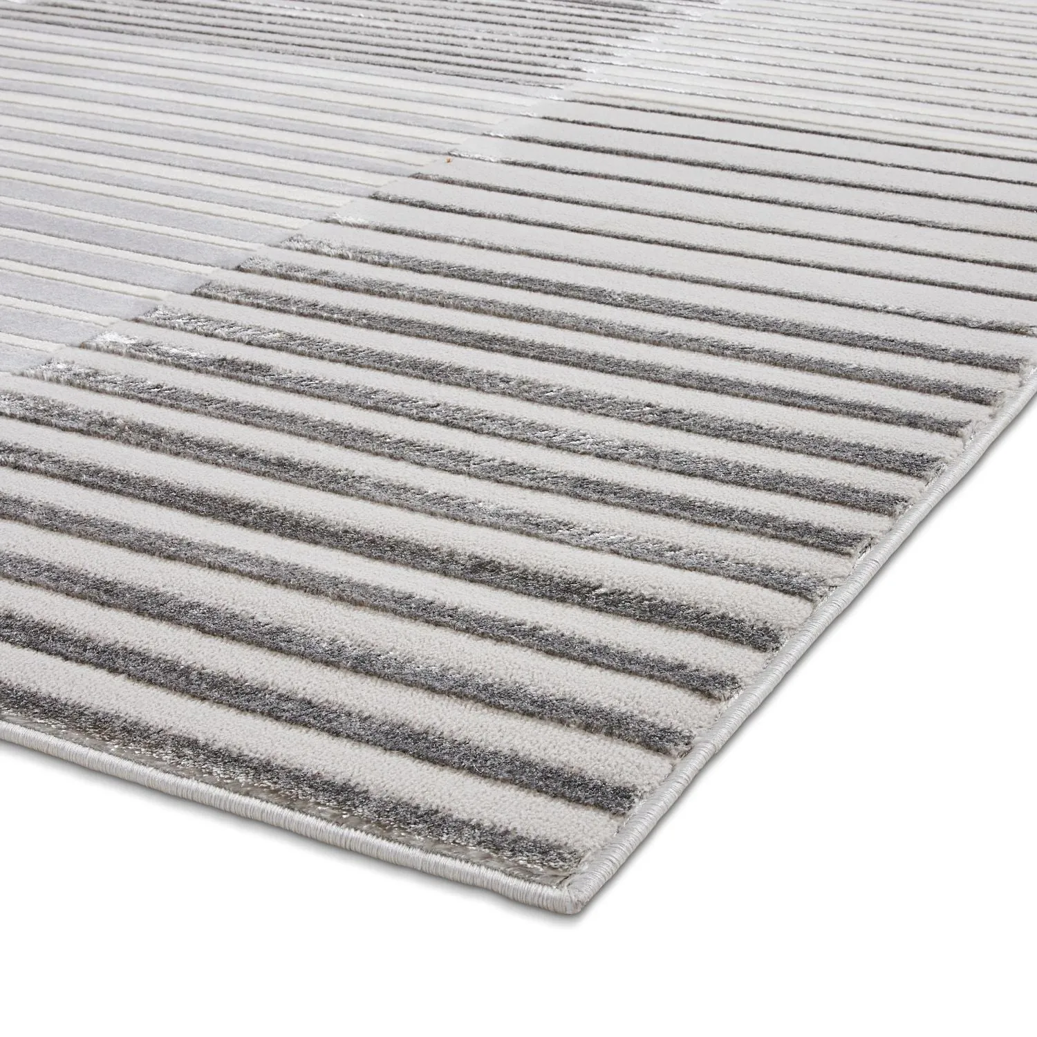 Apollo 2681 Grey and Ivory Modern Linear Rug