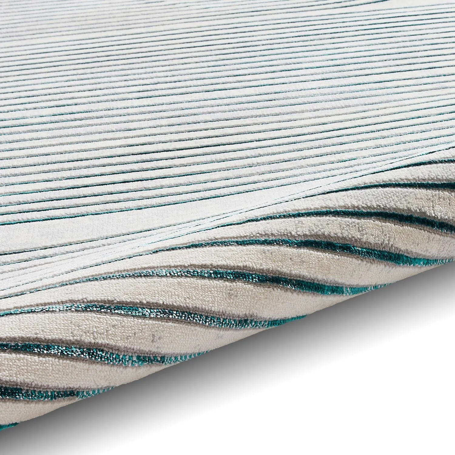 Apollo 2683 Grey and Green Modern Linear Rug