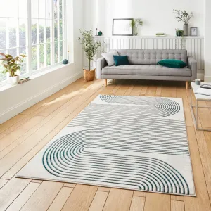 Apollo 2683 Grey and Green Modern Linear Rug