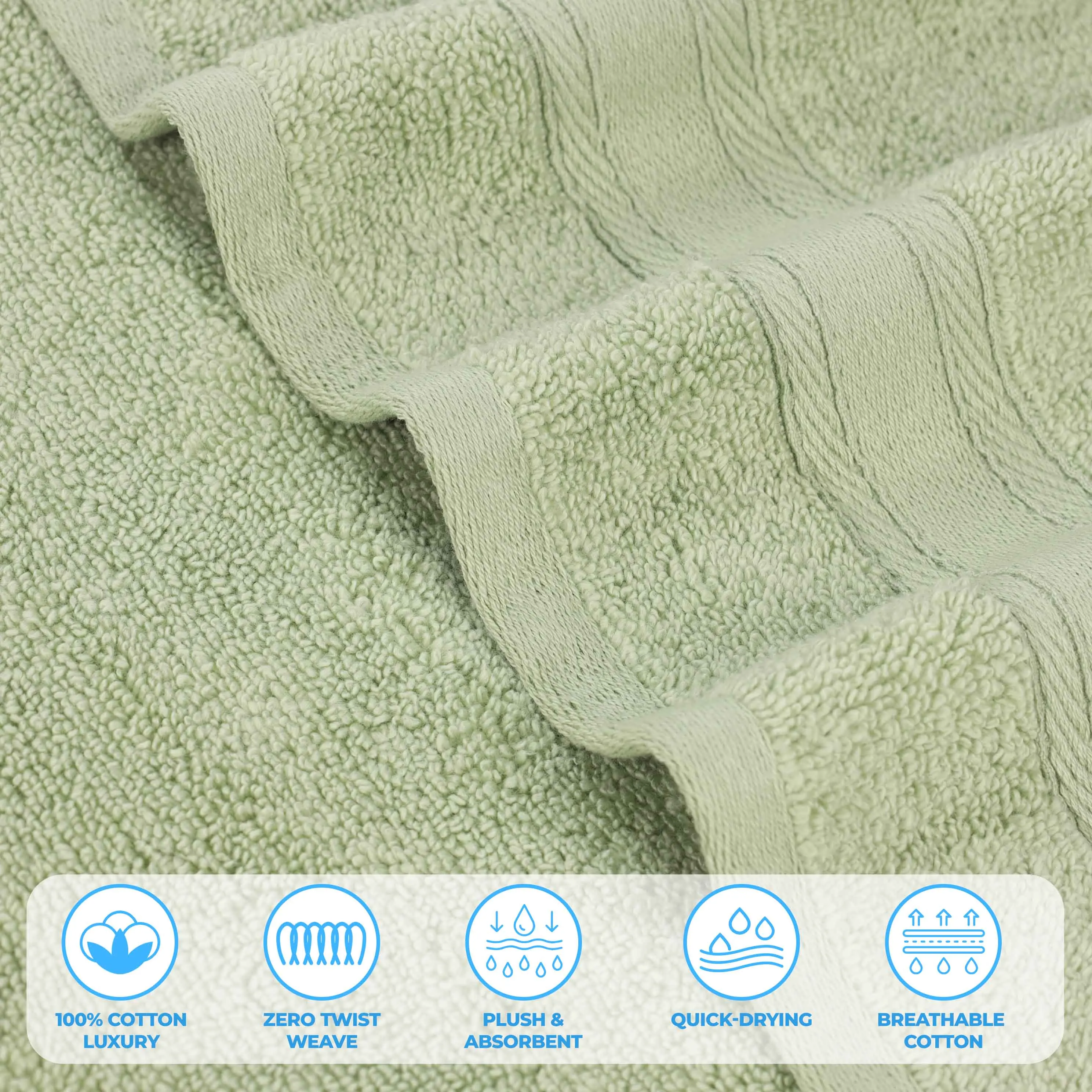 Belmont Zero Twist Cotton Medium Weight 6 Piece Towel Set