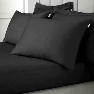 Bianca Black 400TC 100% Cotton Sateen Housewife Pillowcase Pair