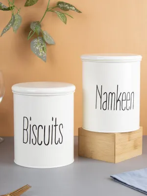 Biscuits & Namkeen Set Of 2 ( White, Each 1700 Ml )