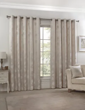 Blossom - Lined Eyelet Jacquard Curtains in Cream