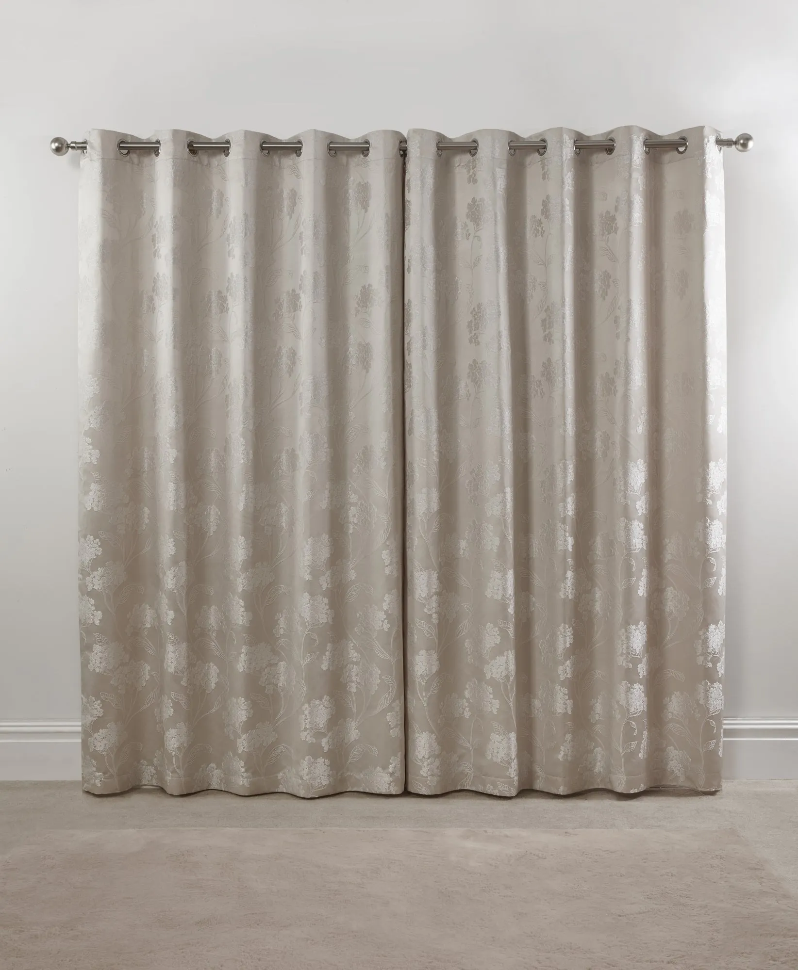 Blossom - Lined Eyelet Jacquard Curtains in Cream