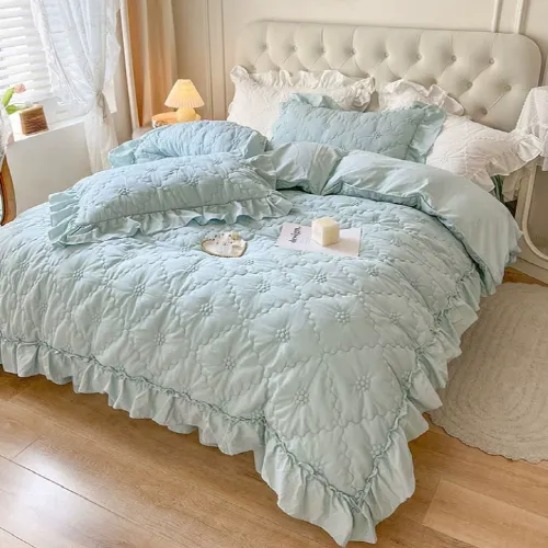 Blue Cozy Quilting Duvet Cover Set