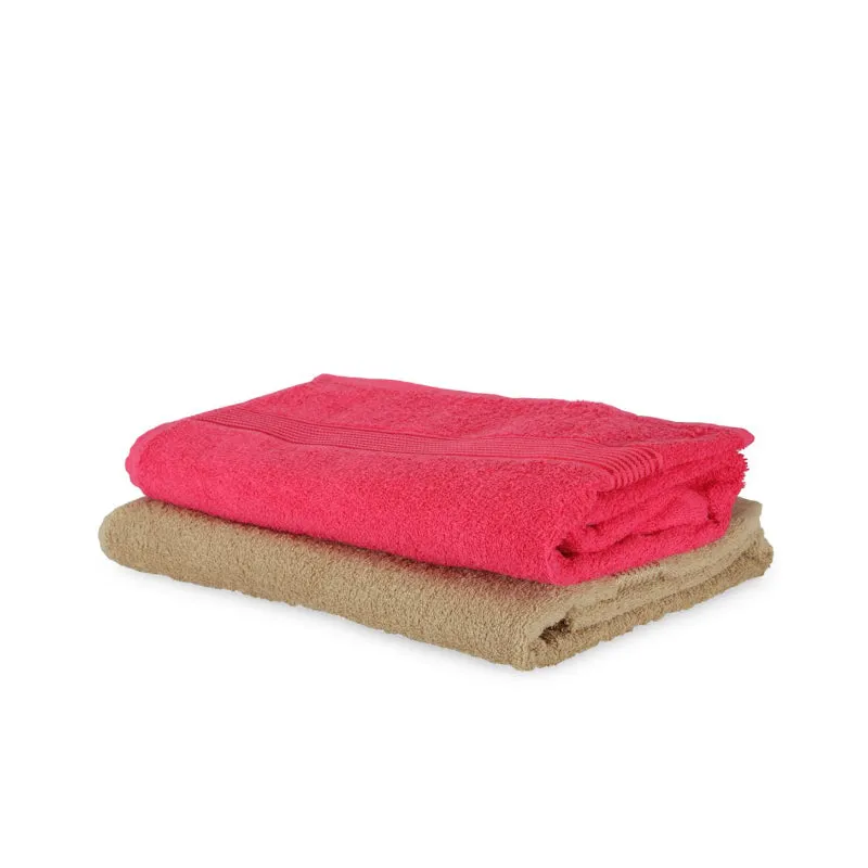 Bodil Bath Towel (Pink & Beige) - Set Of Two