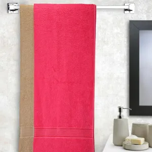 Bodil Bath Towel (Pink & Beige) - Set Of Two