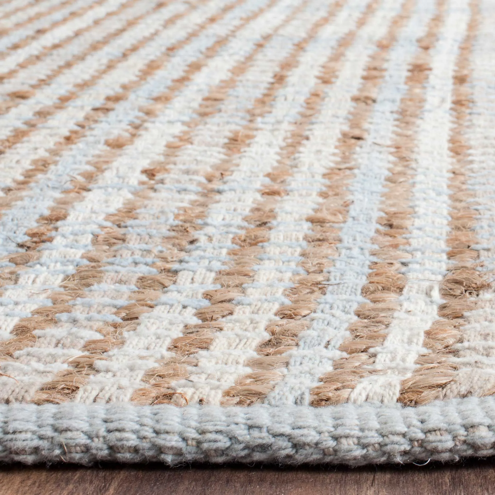 Cape Cod Natural/Light Blue Runner Rug