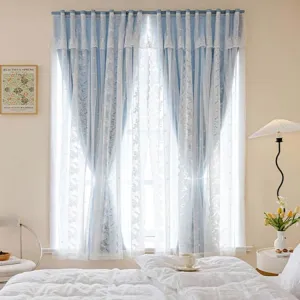 Chic Sky Blue Self-Adhesive Blackout Drapes with No-Tool Installation (2 x 1.5m) for Bedrooms and Balconies