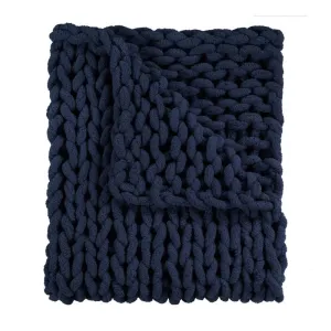 Chunky Chenille Knit Throw - Navy