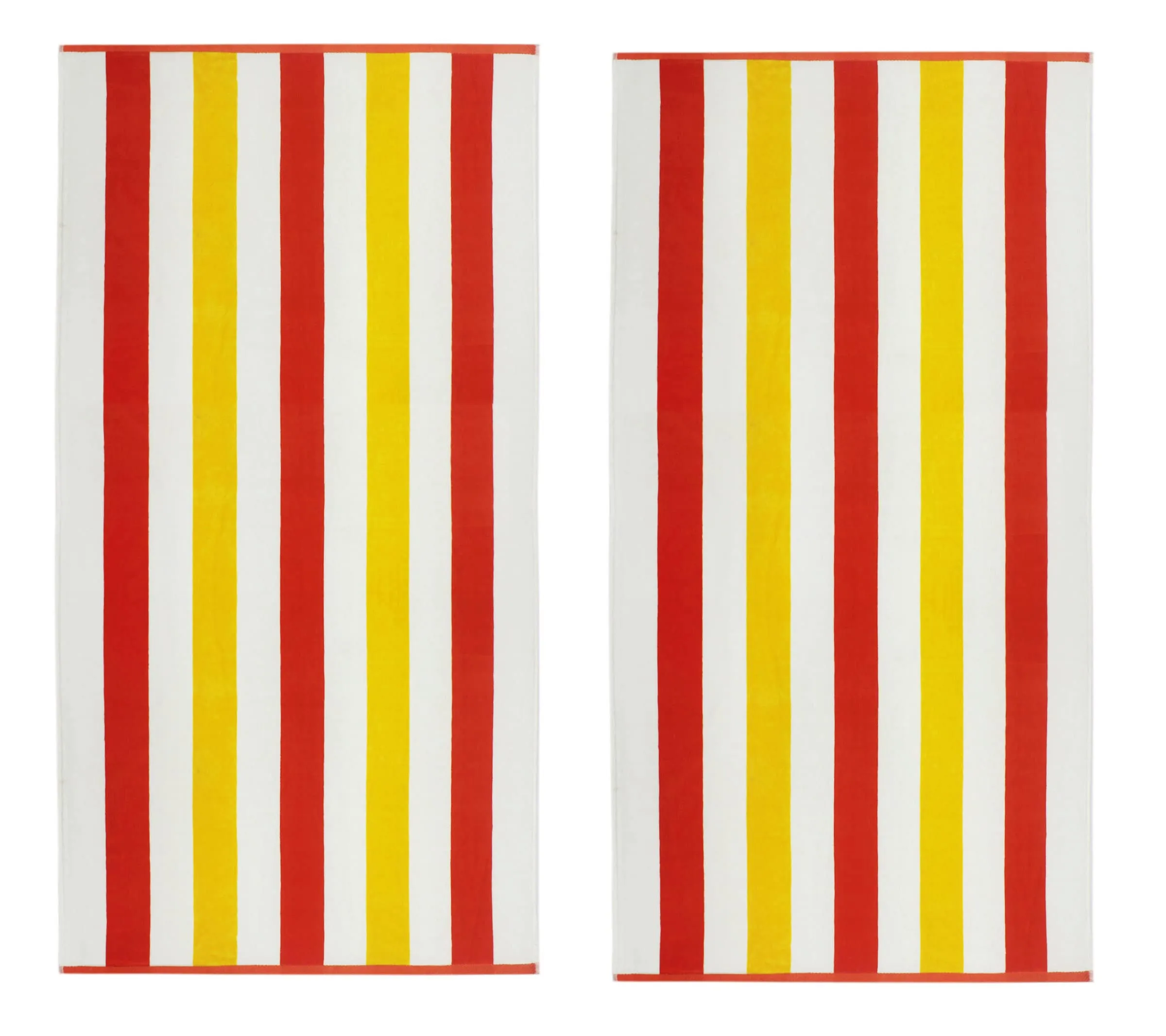 COTTON CRAFT Oversized XL Beach Towel 35 x 70-2 Pack - 100% Cotton Velour - Big & Huge - Pool Picnic Bath - Double Woven Jacquard Thick Plush Super Soft Luxury - 630 GSM- Cabana Stripe Orange Yellow