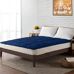 CRAZY WORLD Soft 500 GSM Mattress Padding/Topper for Comfortable Sleep navyblue (72x78inch)