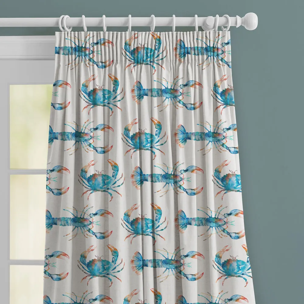 Crustaceans Printed Made to Measure Curtains Cobalt