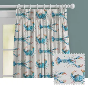 Crustaceans Printed Made to Measure Curtains Cobalt