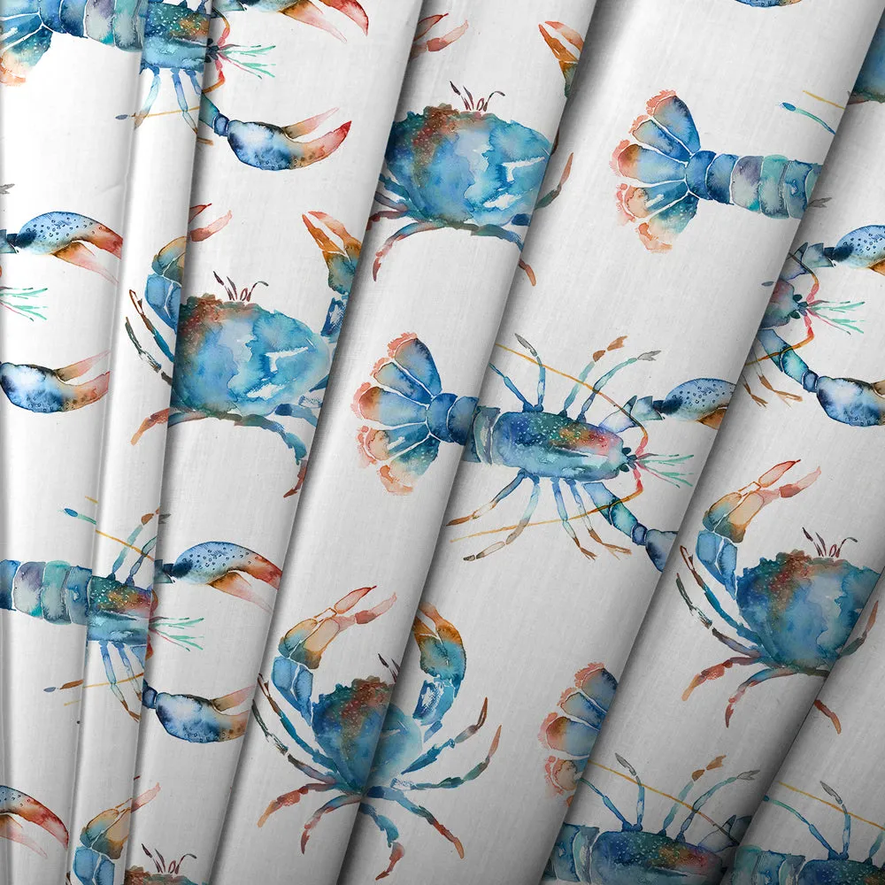 Crustaceans Printed Made to Measure Curtains Cobalt