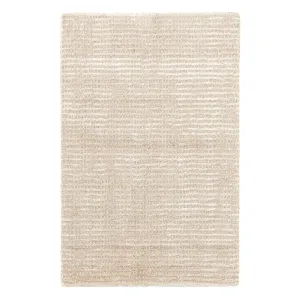 Cut Stripe Ivory Hand Knotted Viscose/Wool Rug