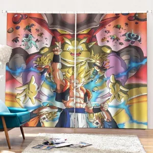 DBZ Goku Vegeta Fusion Saiyan Gogeta Colorful Design Streetwear Curtains with Hooks