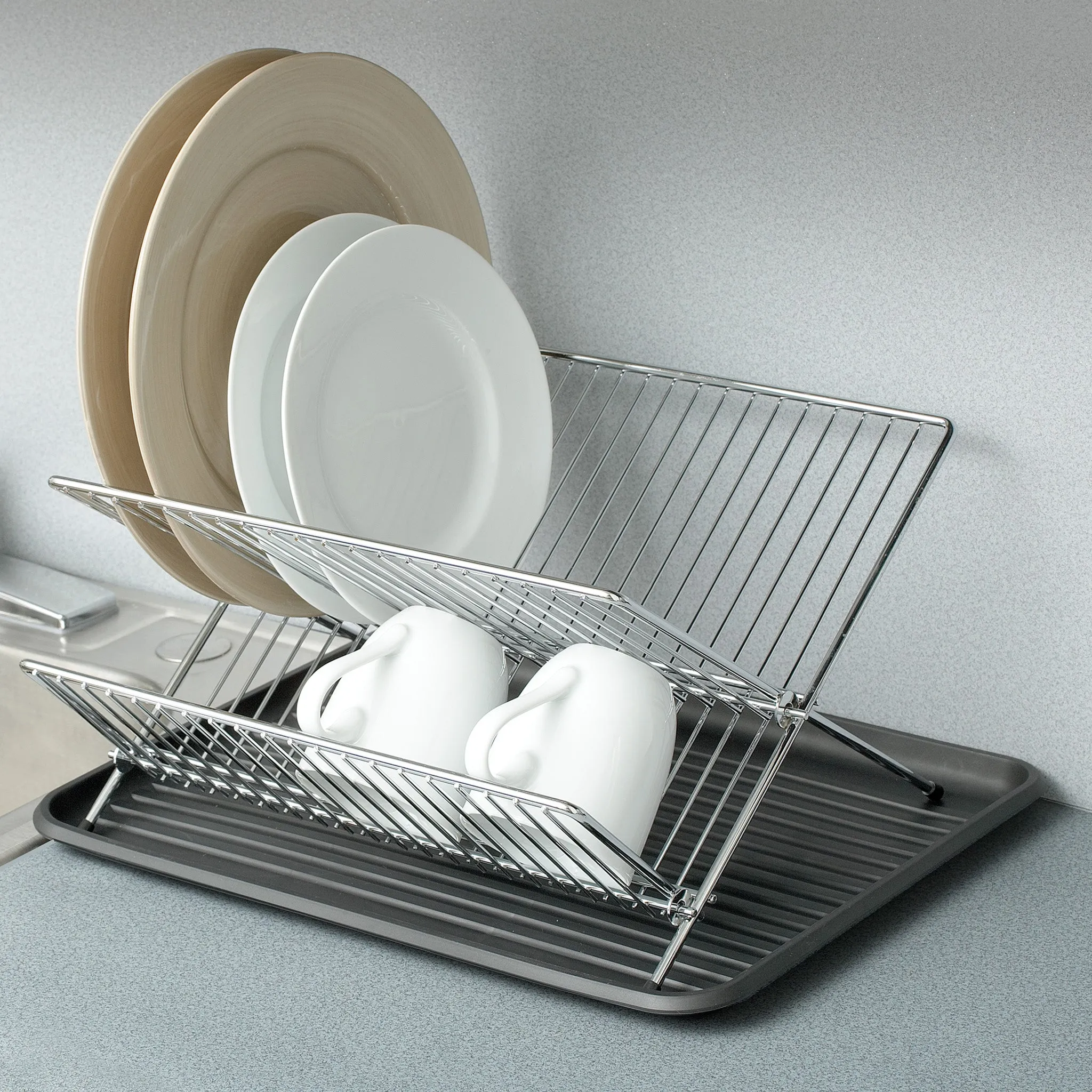 Dish Drainer Rack with In-Sink or Counter Drying - Chrome