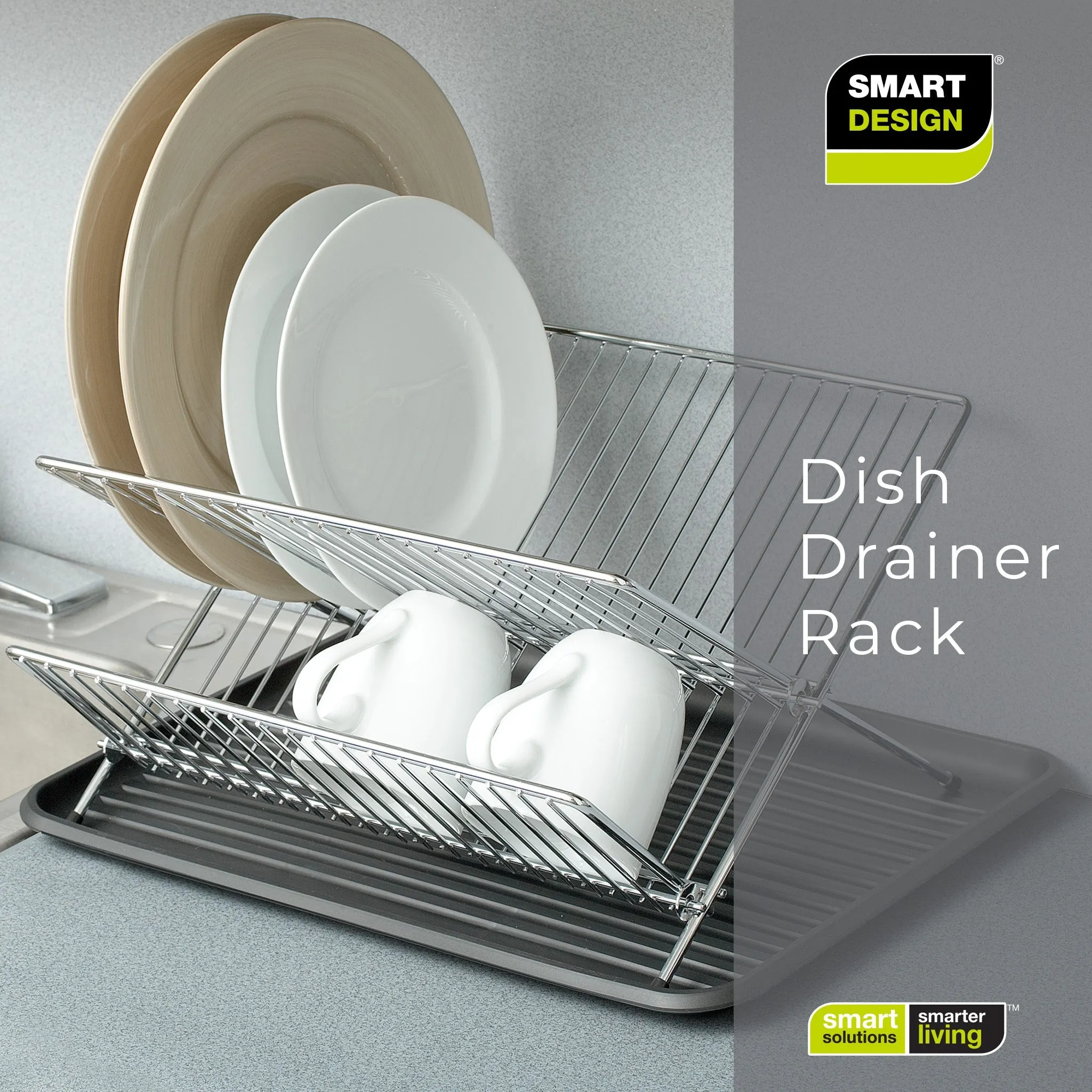 Dish Drainer Rack with In-Sink or Counter Drying - Chrome