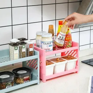 Double Layer Desktop Storage Rack (Mix/Random color)