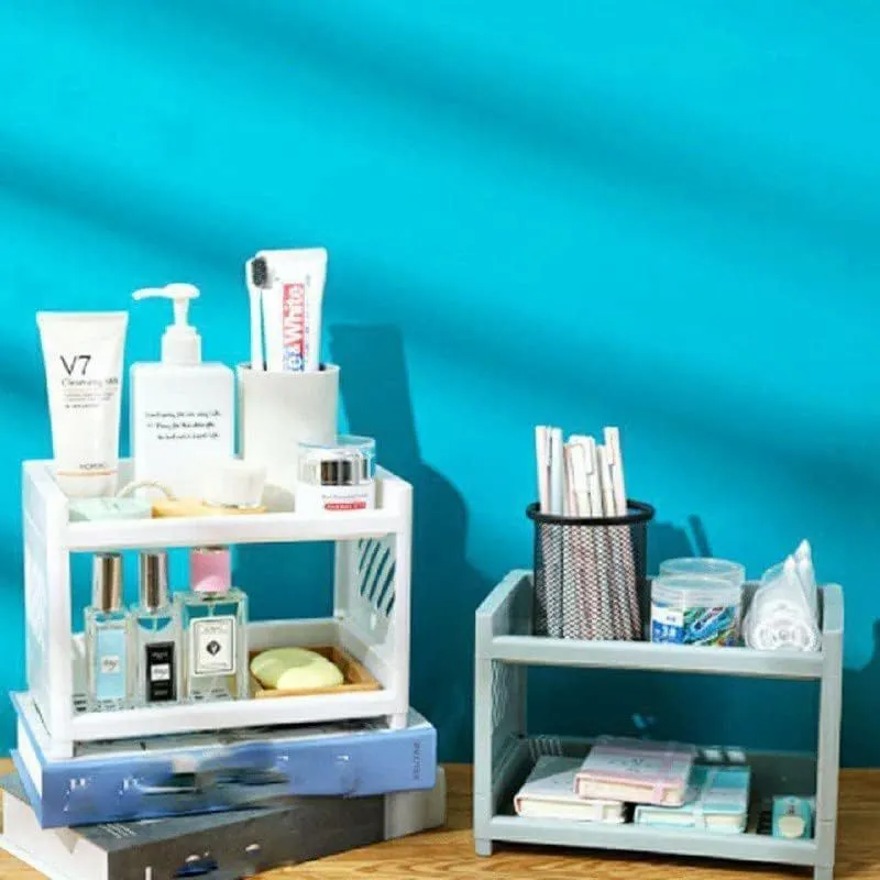 Double Layer Desktop Storage Rack (Mix/Random color)