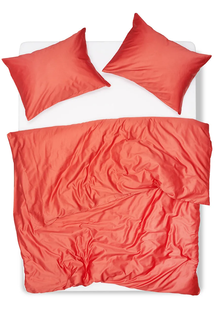 Egyptian Cotton Sateen Bedding in Coral Color