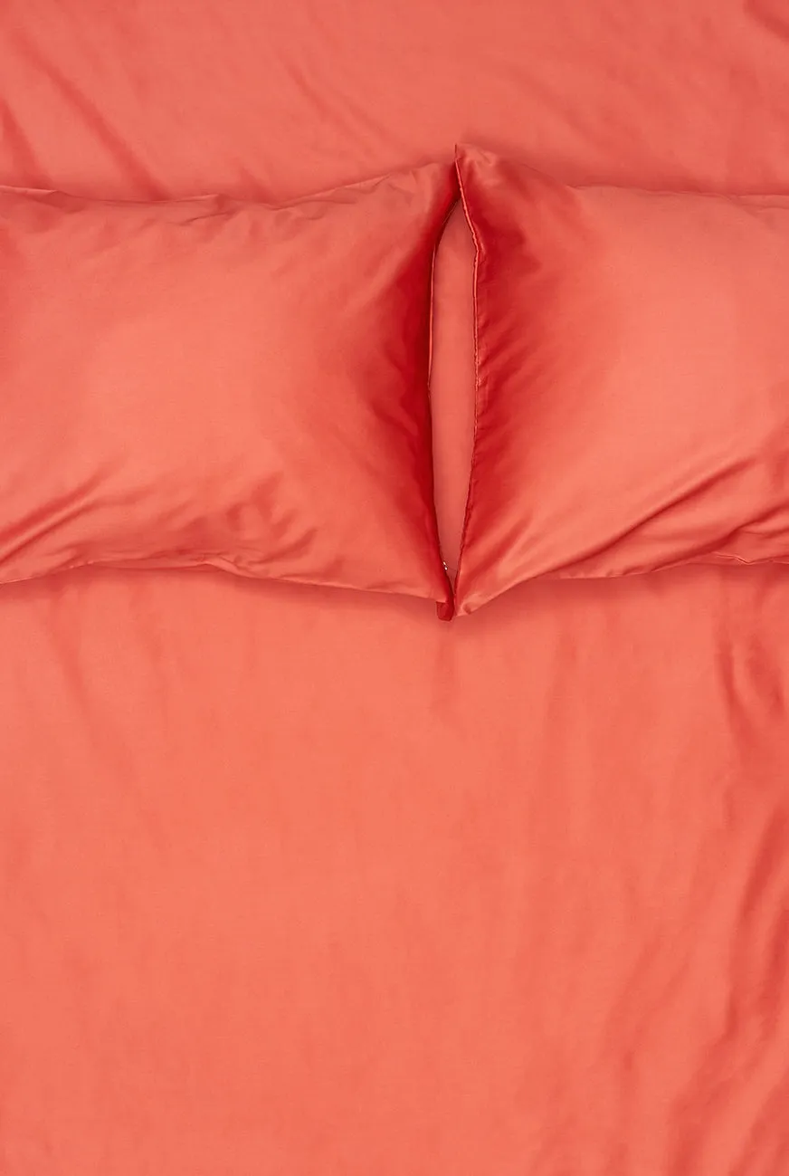 Egyptian Cotton Sateen Bedding in Coral Color