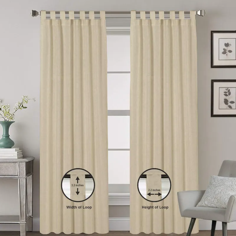 Esme Tab Top Medium Width Curtain - Beige