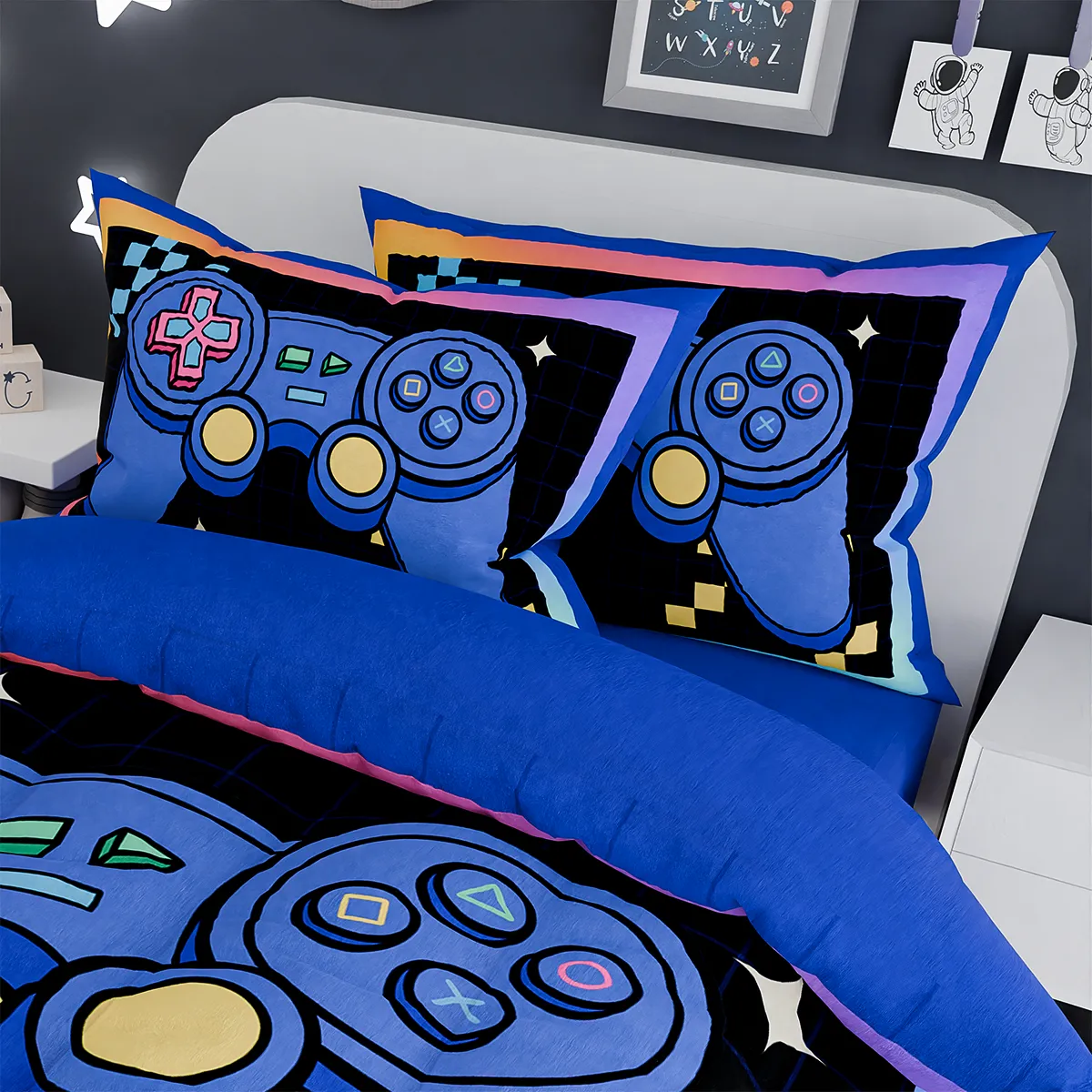 Gamer Comforter Sets for Boys, Ultra Soft Microfiber Comforter Set with 3-Pieces, Video Game Bedding Sets for Kids Children Boy Bedroom Decor