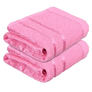 Heart Home Face Towel | Towels for Facewash | Towels for Gym | Facewash for Travel | Towels for Daily use | Workout Hand Towel | Lining Design | 14x21 Inch | Pack of 2 | Pink