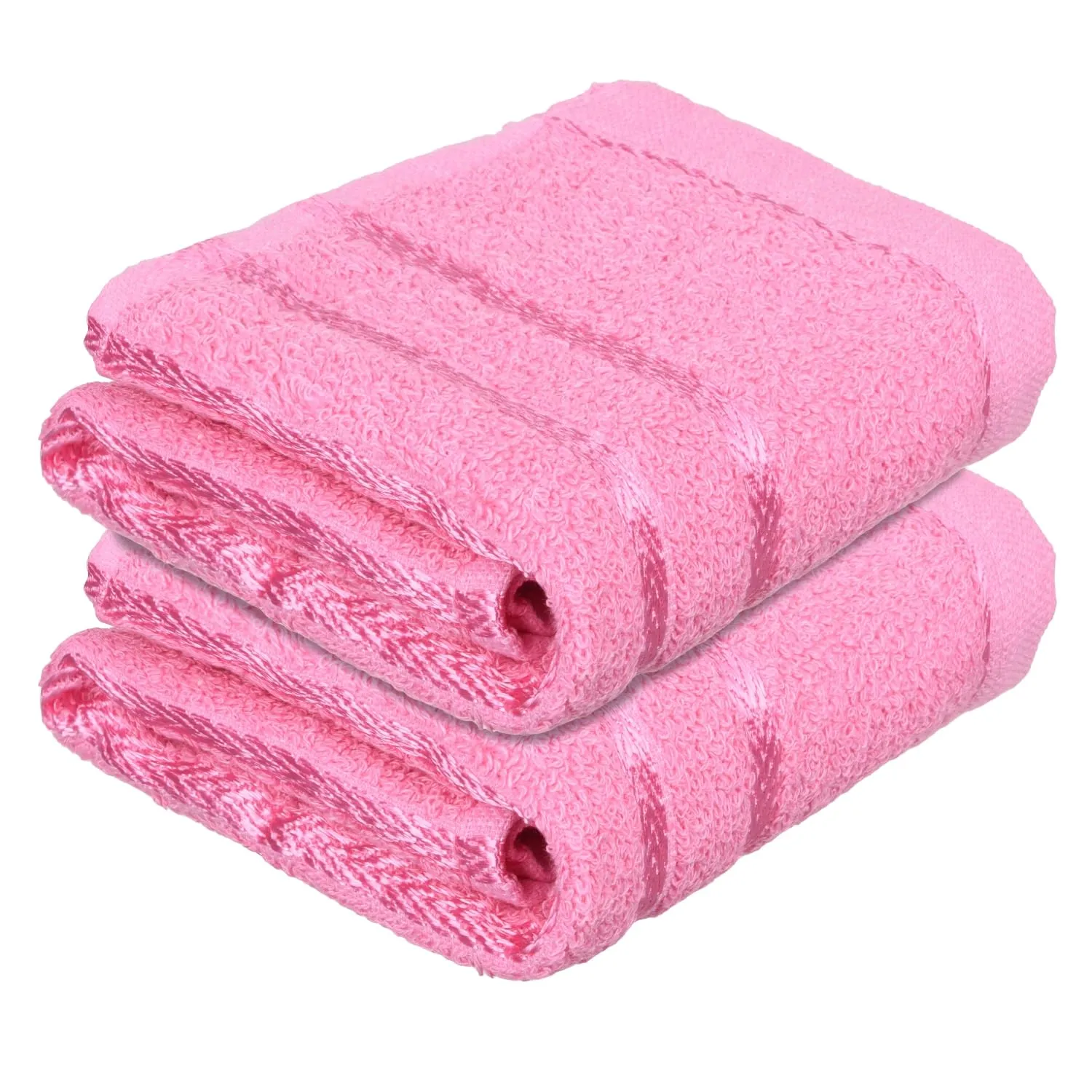 Heart Home Face Towel | Towels for Facewash | Towels for Gym | Facewash for Travel | Towels for Daily use | Workout Hand Towel | Lining Design | 14x21 Inch | Pack of 2 | Pink