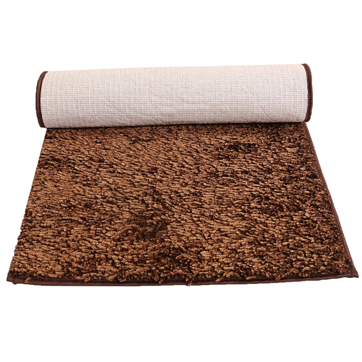 Heart Home Fluffy Shaggy Rug Bedside Runner for Home Décor (Brown)-HS43HEARTH25559