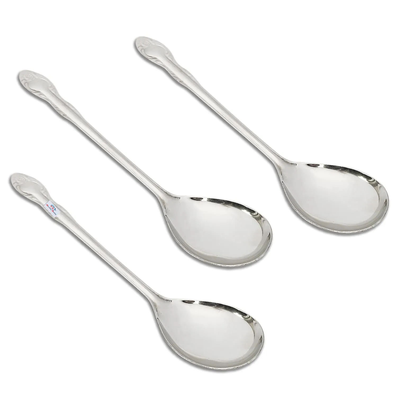 Heart Home Stainless Steel Solid Spoon|Chamcha for Cooking & Food Serving, Set of 3 (Silver)