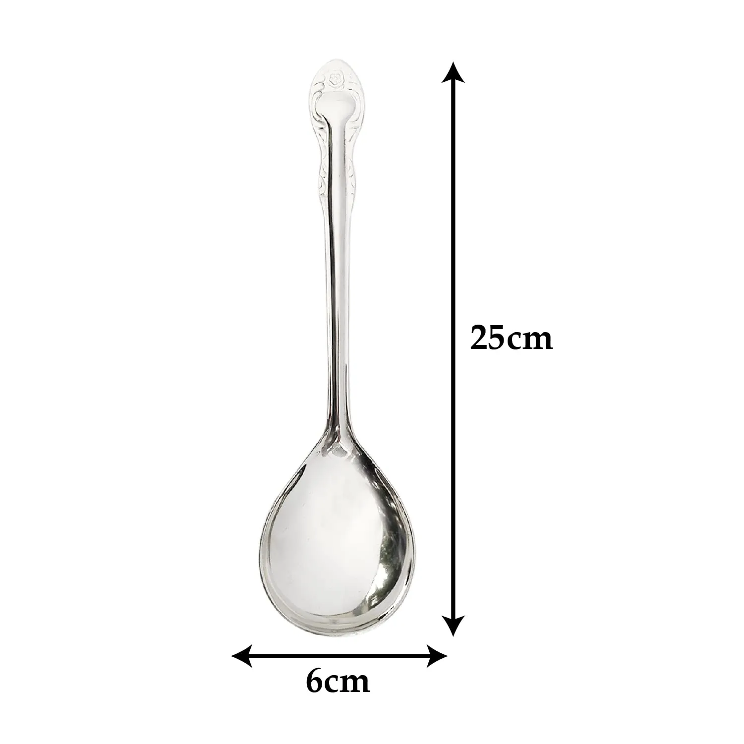 Heart Home Stainless Steel Solid Spoon|Chamcha for Cooking & Food Serving, Set of 3 (Silver)