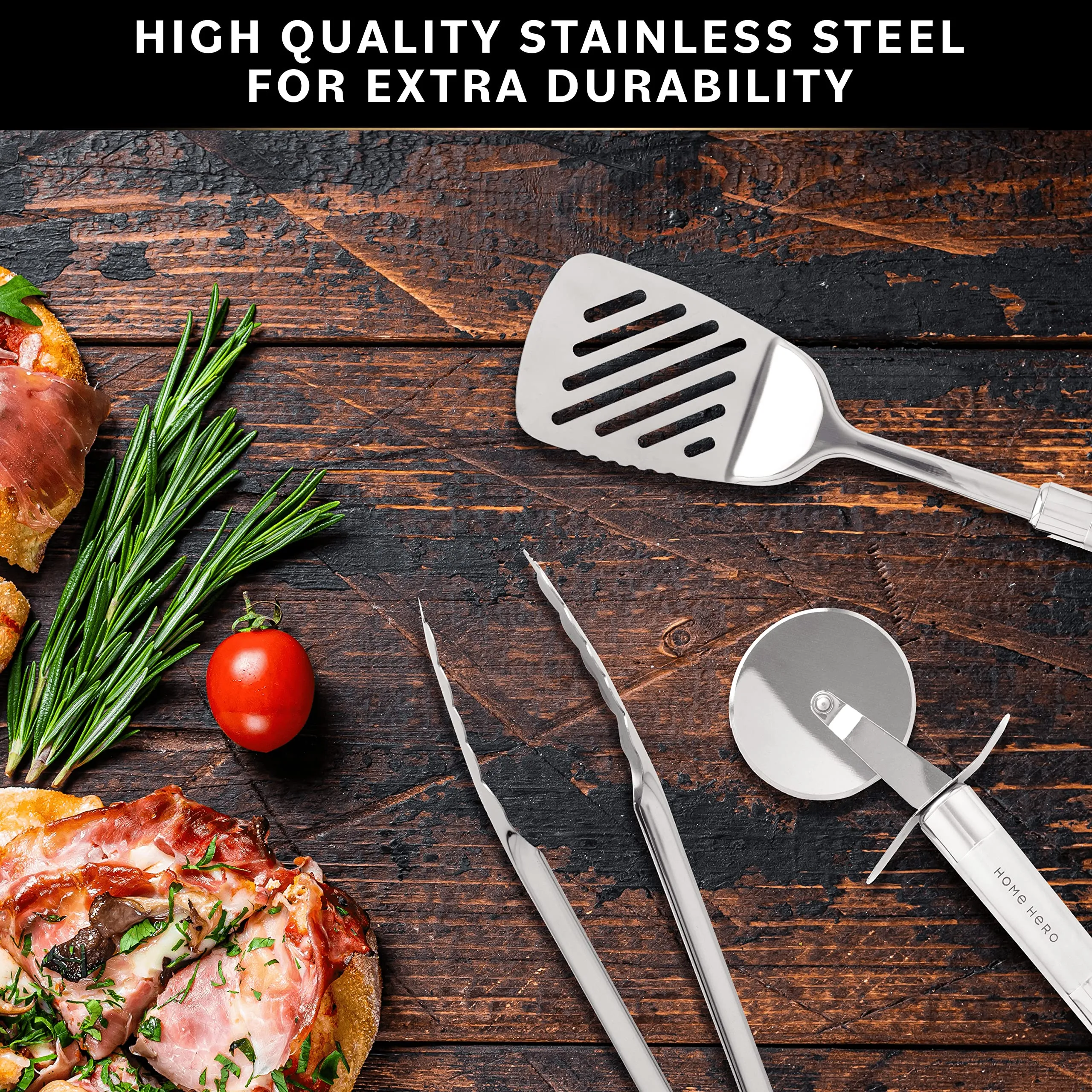 Home Hero 54 Pcs Stainless Steel Kitchen Utensils Set - Nonstick Stainless Steel Cooking Utensils Set - Heat Resistant Kitchen Essentials & Metal Kitchen Gadgets (54 Pcs)