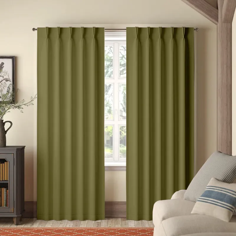 Imora Double Pinch Pleat Medium Width Curtain - Bottle Green