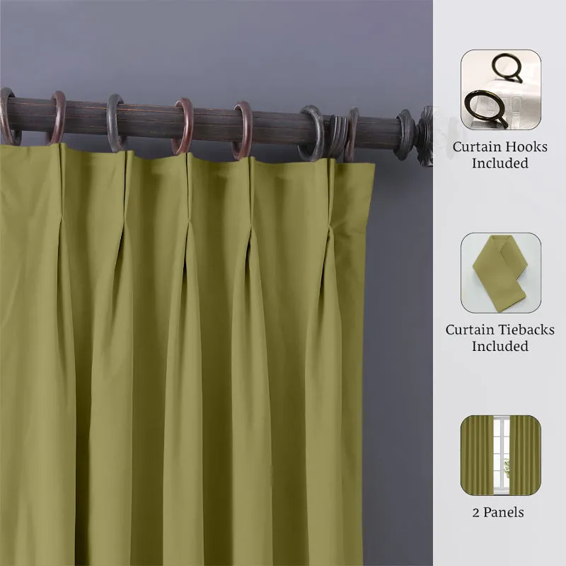 Imora Double Pinch Pleat Medium Width Curtain - Bottle Green