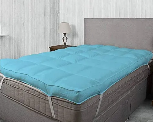 Jaipur Linen 3000 GSM Single Bed Finest Imported Super Microfiber Mattress Padding/Topper- Sky Blue (36 * 78In)