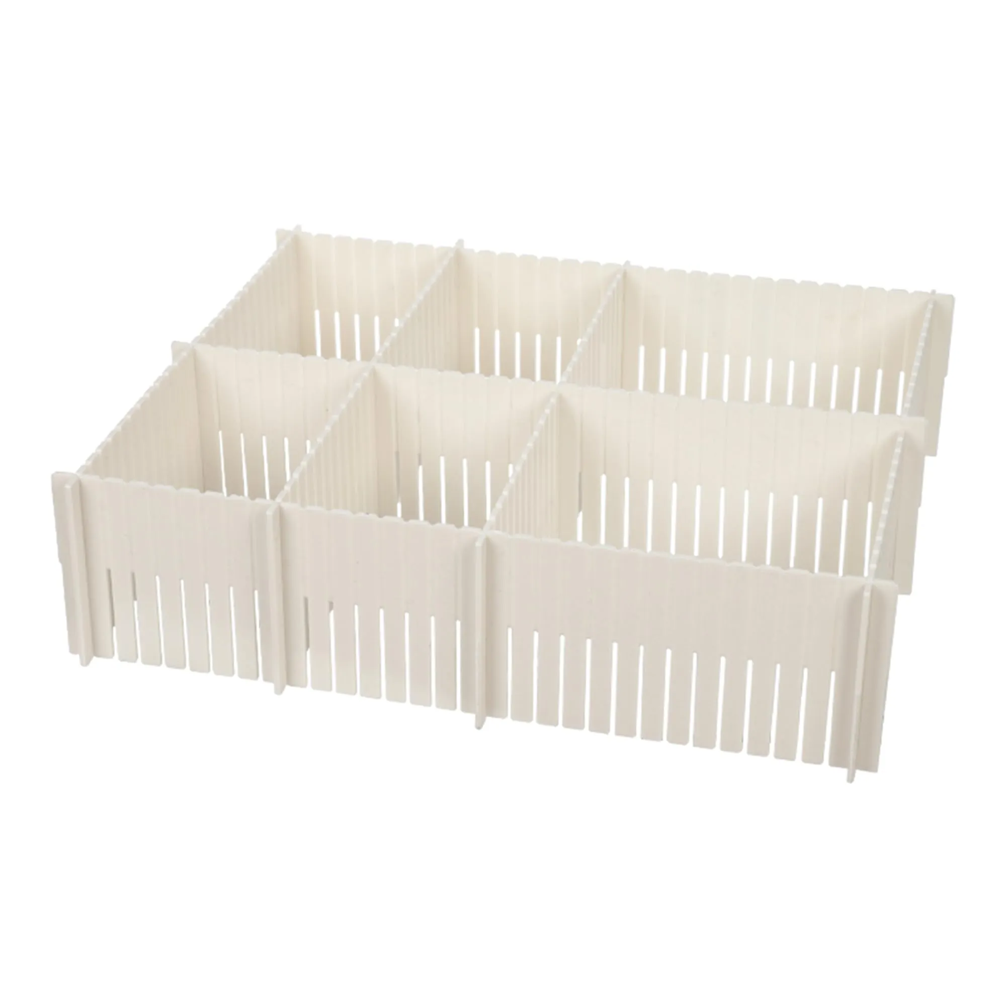 Kuber Industries (Set of 6) Drawer Storage Organizer - Modular Partition for Socks, Belt, Innerwear, Ties, Lingerie & Wardrobe Accessories - White