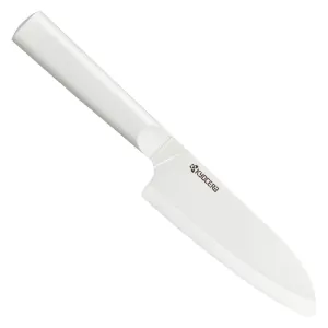 Kyocera Innovation Ceramic Santoku Knife White Handle, Newest Generation