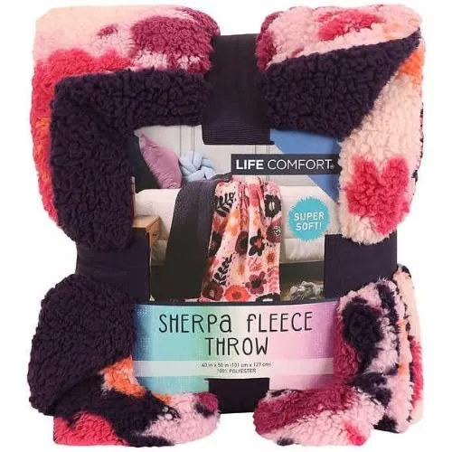 Life Comfort Sherpa Fleece Kid's Blanket - Pink And Purple